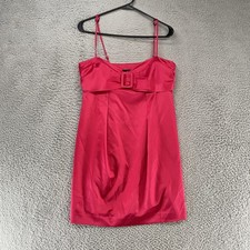 Nine West Y2K Dress Womens 6 Pink Satin Bow Belt Empire Waist Babydoll Coquette