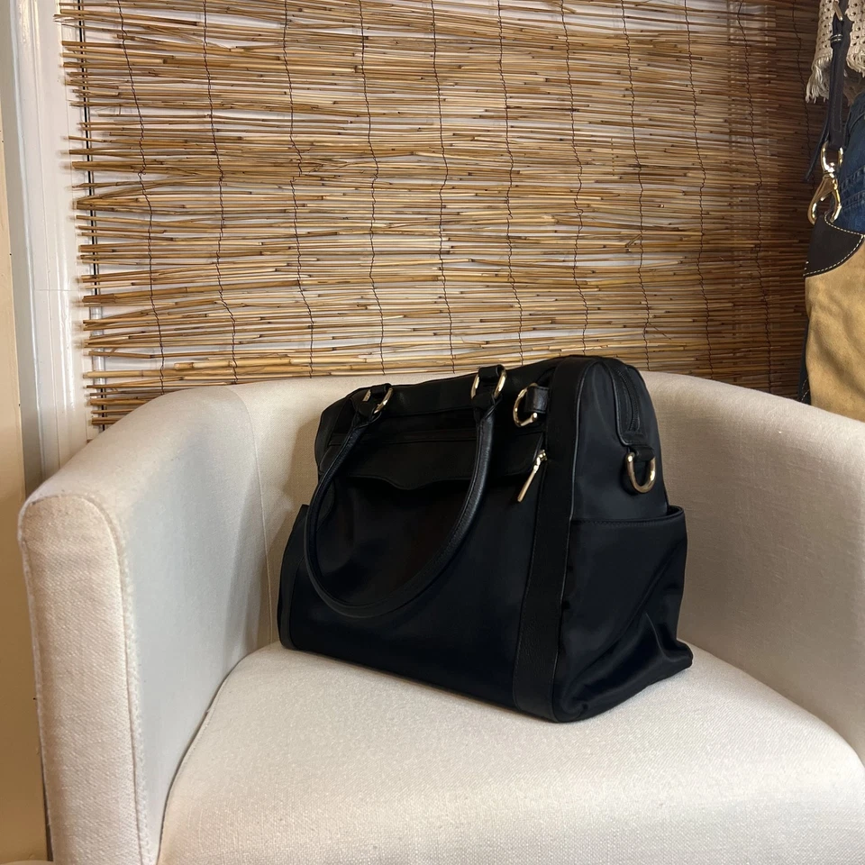 Bolso de Mano Rebecca Minkoff Negro Nylon y Cuero para Pañales Foto 3 de 4