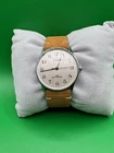 Vintage Timex Mens Mechanical Hand Wind Watch Silver Dial Brown Strap Runs