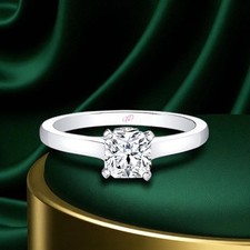 Platinum Diamond Ring For Women Lab Grown Cushion 1.1 Carat IGI Certified PT950