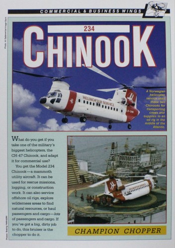 Chinook Helicopter Picture Pamphlet Info Spec Sheet Wall Art Out of Print Decor 