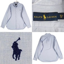 Polo Ralph Lauren Shirt Oxford Button Down Mens Size 16.5 Large Blue LS