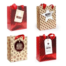Allgala 12-PC (6 x4.75 inch) Premium Metallic Foil Hotstamping Chritmas Gift Bag