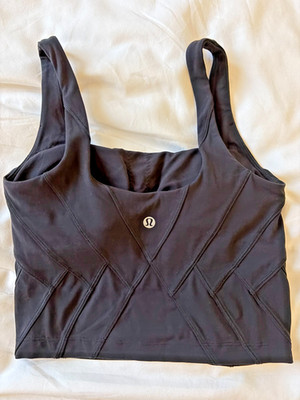 lululemon align waist tank square neck euc black size 2 uk 6 gym yoga running
