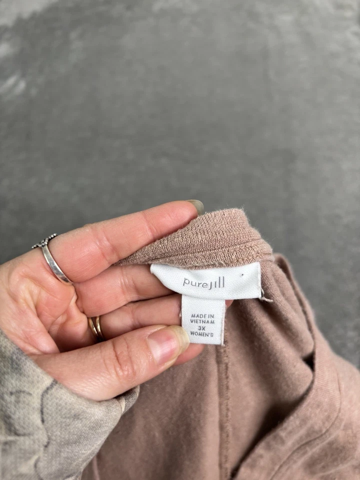 Cárdigan suéter plumero de algodón orgánico de cáñamo Pure Jill para mujer talla 3X beige Foto 3 de 4