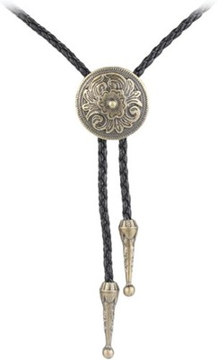 Western Black Bolo Tie for Men and Women,Native American Leather Bolo Tie String