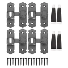 4Pcs 90/180 Degree Flip Gate Latches, Barn Door Latch with Screws & Glue, Gray