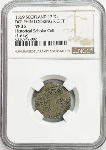 1559 SILVER SCOTLAND 12 PENNY GROAT FRANCIS & MARY DOLPHIN COIN NGC VF 35 S-5447