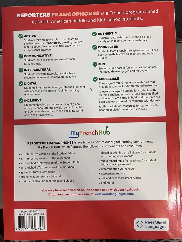 Klett World Languages,Reporters Francophones, Workbook 1, 2024 - Image 4 of 4