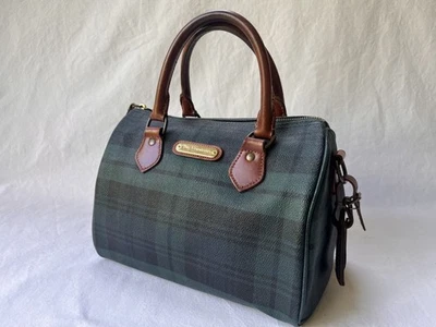 Polo Ralph Lauren Tasche Handtasche Boston Bag. Black Watch Tartan. Canvas Leder - Bild 1 von 4