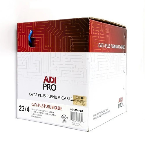 ADI PRO CAT6 Plenum Cable 23AWG 4-Pair UTP, Solid Copper, 1000ft Reel-in-Box - Picture 1 of 1