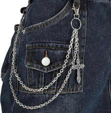 Punk Layered Pants Chain Silver, Wallet Chains Goth Punk Jeans Layered Belt