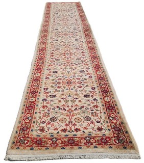 Handmade Hand Knotted Vintage Oriental Tabreez Wool Area Runner Rug 11 x 3 Ft