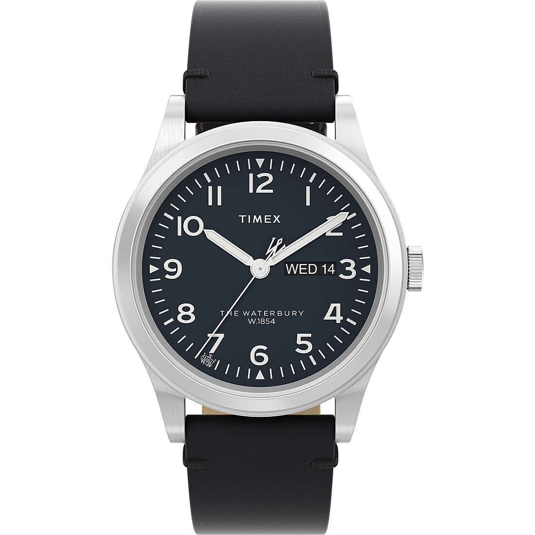 Mens Wristwatch TIMEX WATERBURY TW2W14700 Genuine Leather Black