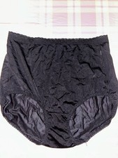 HANES Sz 10 Black Silky Smooth Semi Sheer Nylon Full Brief Panties NWOT VTG
