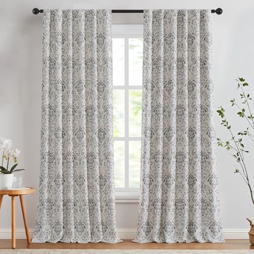 Damask Full Blackout Curtains 96 Inches Long for 52"W x 96"L (Pack of 2) Grey - Picture 2 of 7