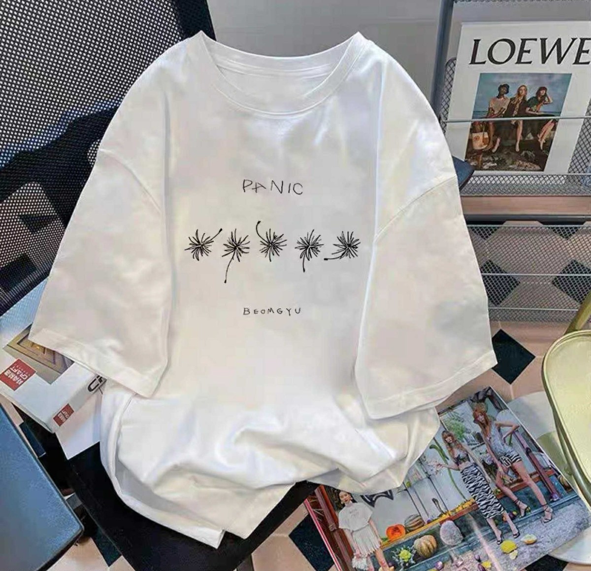 TXT BEOMGYU LOGO MIXTAPE PANIC T-SHIRT FANMADE CA04 | eBay