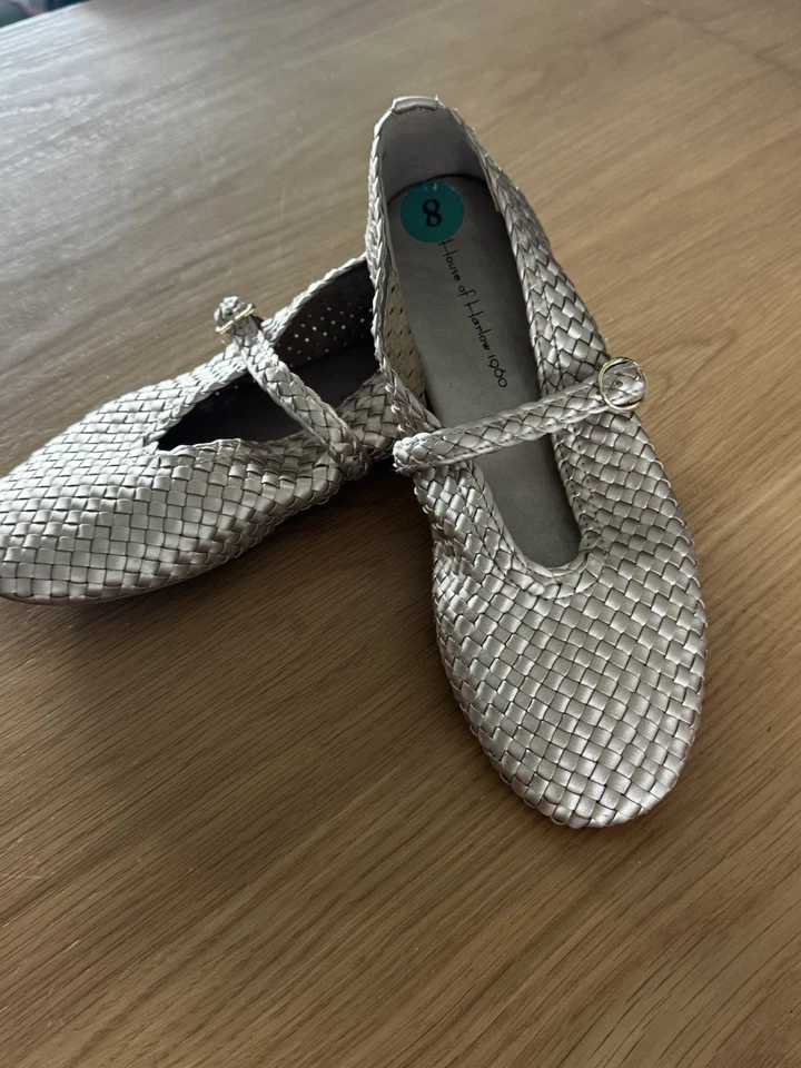 Pisos de ballet tejidos House of Harlow 1960 bistró talla 8 oro apagado Foto 2 de 4