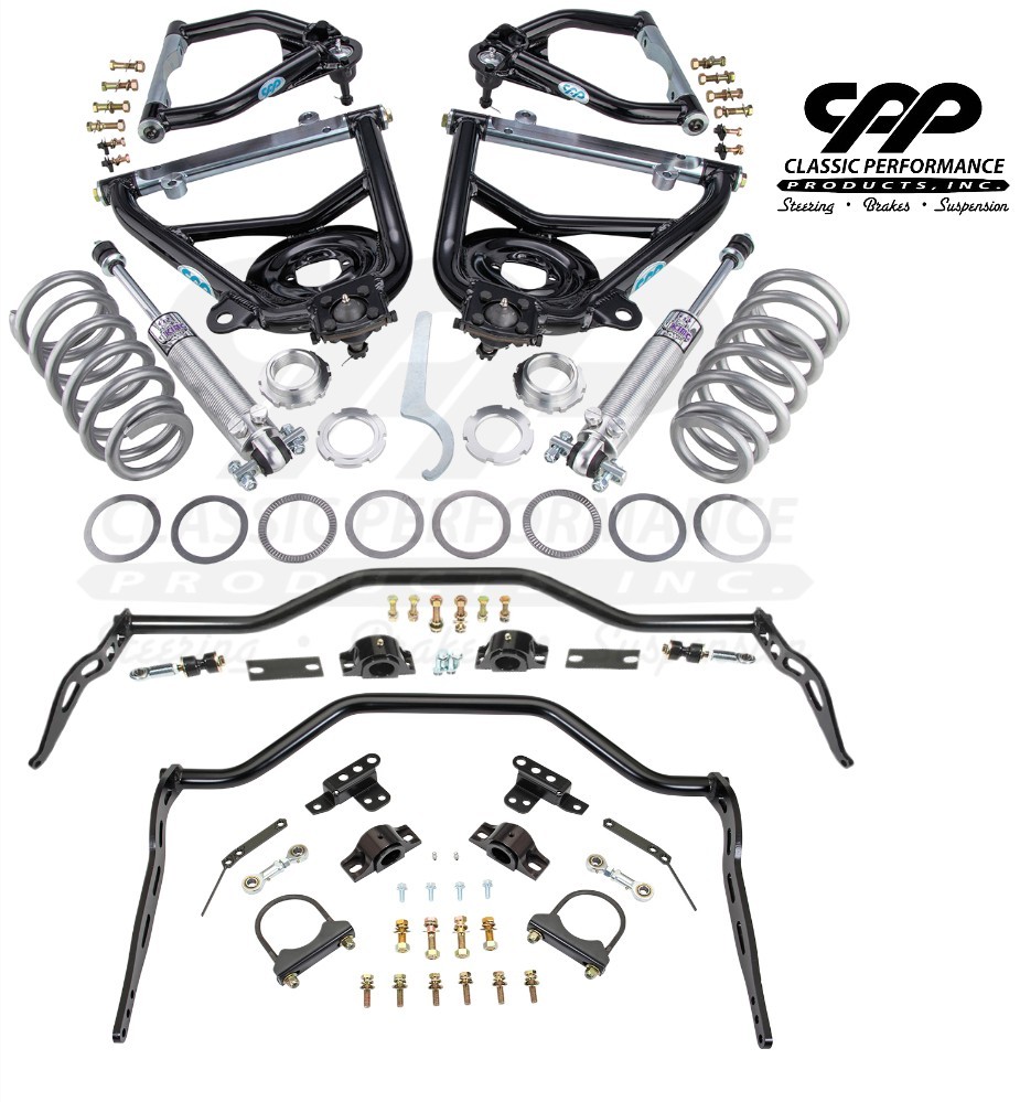 1955-57 CHEVY 150 210 BELAIR CPP BLACK TUBULAR CONTROL ARMS & FRONT REAR SWAYBAR