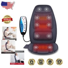 Deluxe Massage Seat Cushion Heat - 10 Vibration Motors, Memory Foam Neck Lumb...
