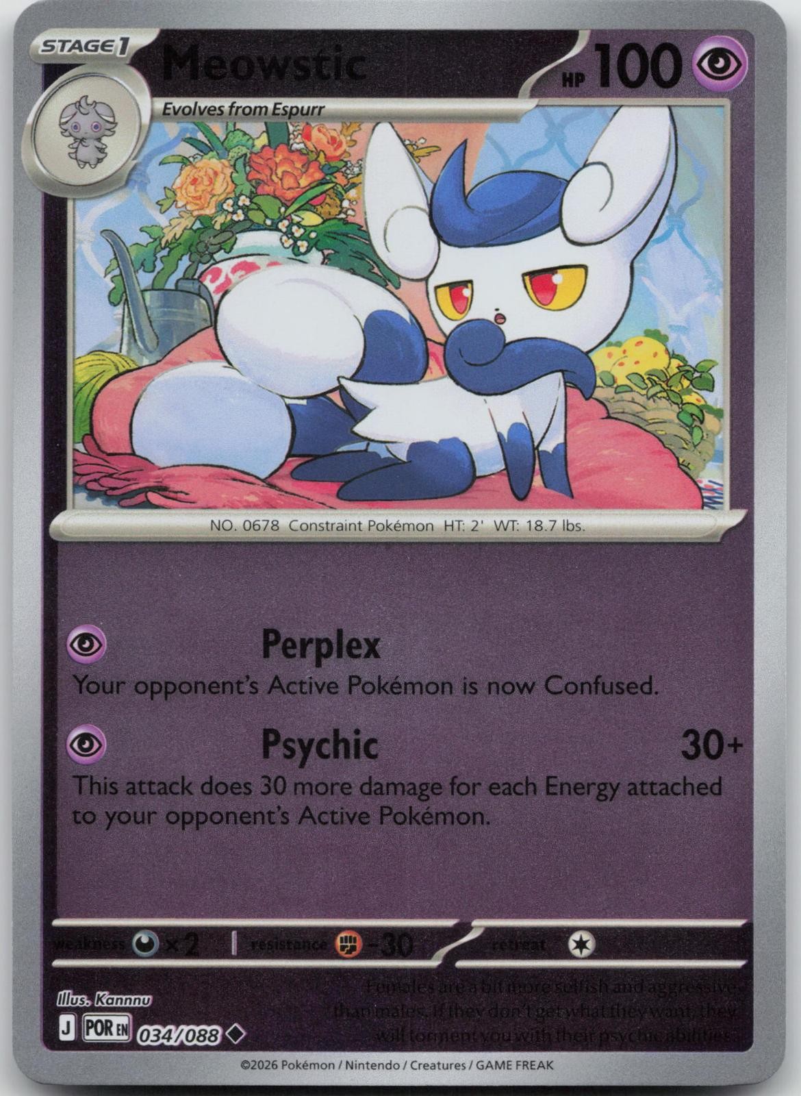 Meowstic 034/088 Uncommon Perfect Order Pokemon Reverse Holo Near Mint