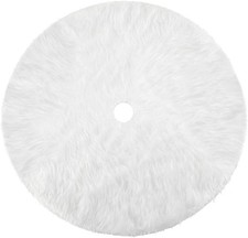 Plush Christmas Tree Skirt Round Snow White Xmas Tree Mat Base Cover Home Decor