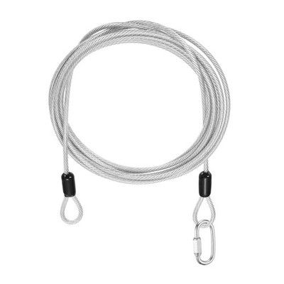 1Set 1/8'' Dia 8.2ft Security Steel Cable with Loops Clear + Quick Links
