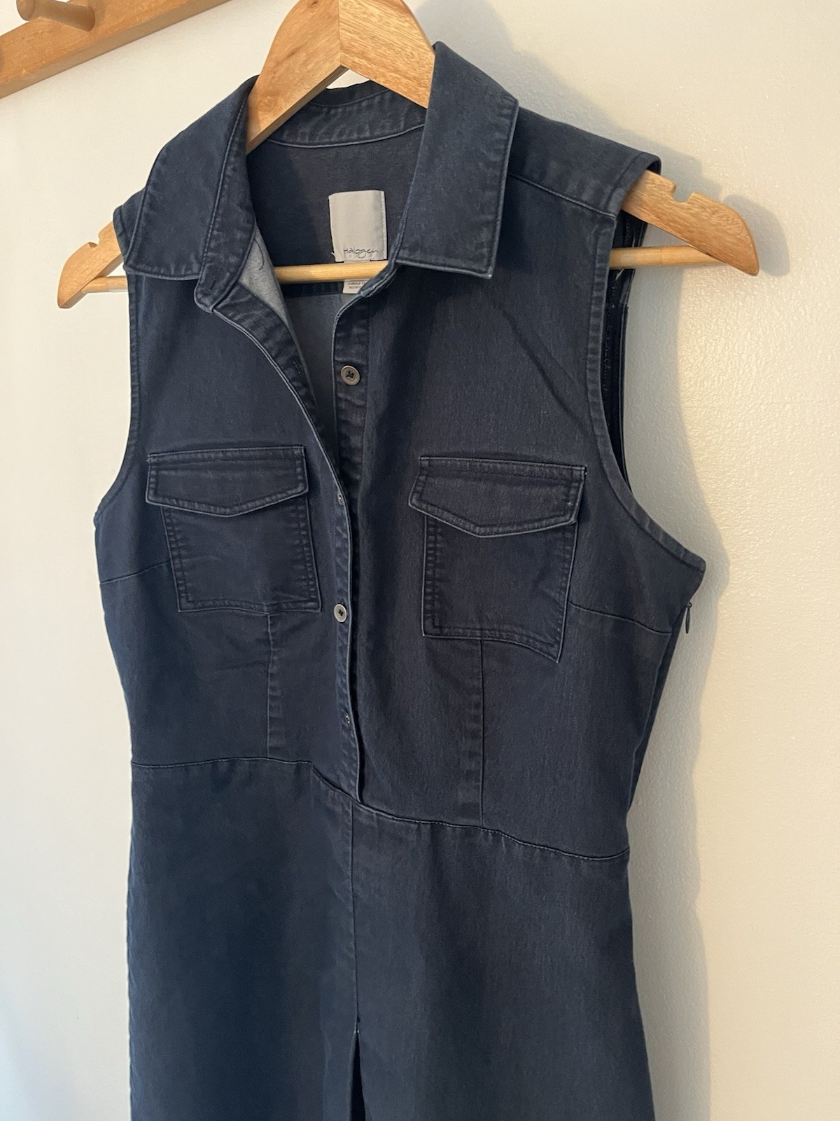 Halogen Denim Button Front Collared Sleeveless Dr… - image 6