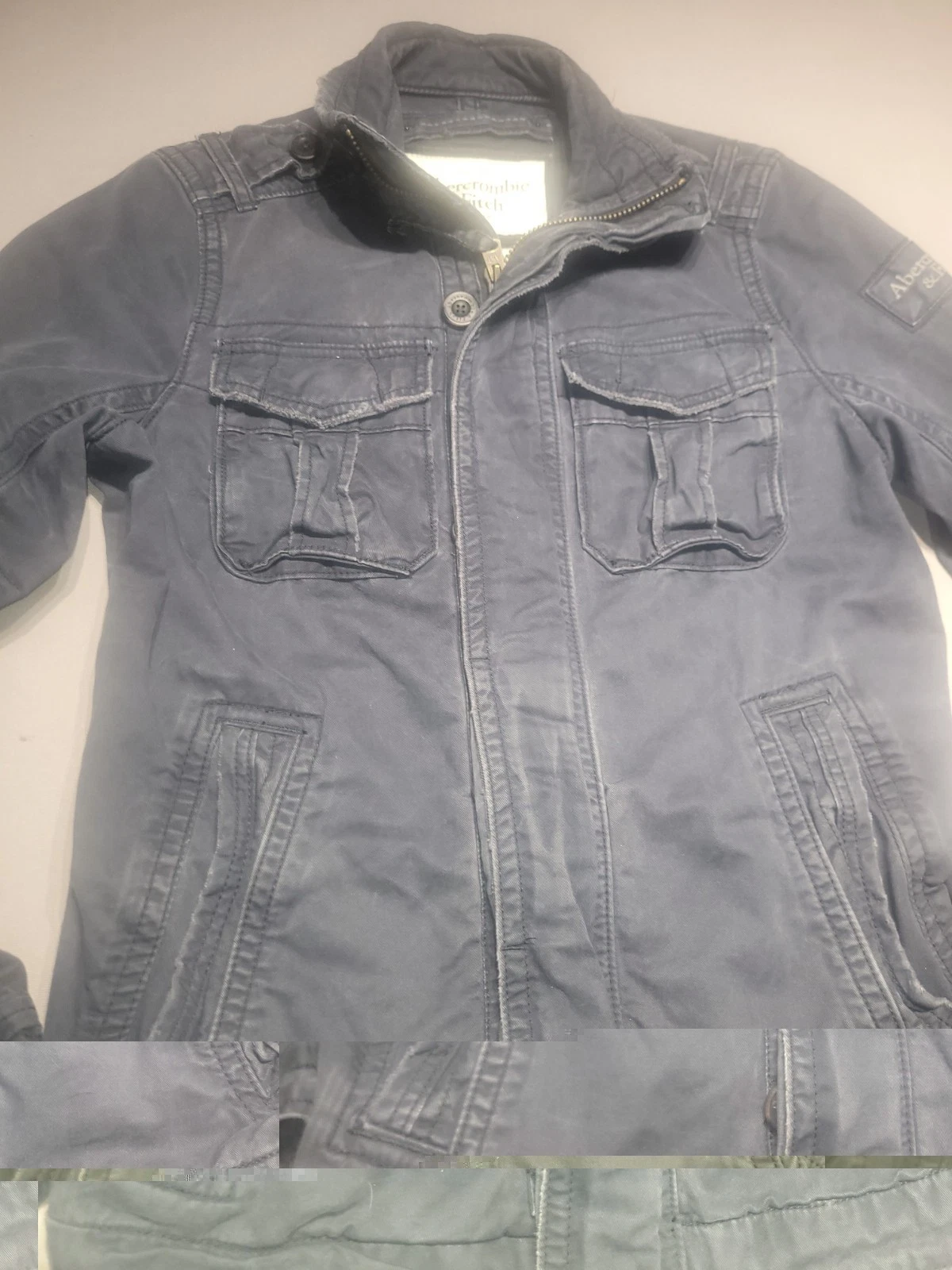 Abercrombie & Fitch Sentinel Jacket Mens M Blue Cotton Twill Military Y2K image 3