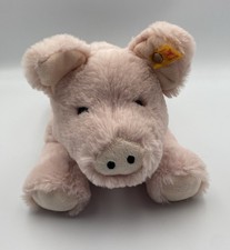 Plush Steiff Pig Laying Stuffed Animal 063978 Soft
