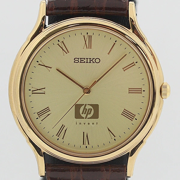 Seiko Hewlett Packard Dual Name Watch 7N01-6910 Gold Dial Men's