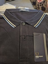 Image of Fred Perry Men's Xxl Long Sleeve Polo Shirt Navy Slim Fit New With Tags