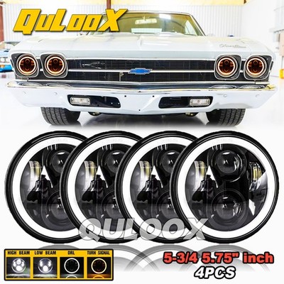 For Chevy Chevelle 1964-1970 Malibu 4PCS 5.75'' 5-3/4'' Round LED Headlights