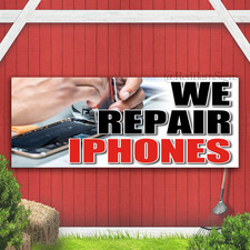 We Repair iPhones Indoor Outdoor Banner Sign with grommets