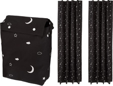 Portable Blackout Curtain Shade with Suction Cups, 50" W X 78"L, 2-Pack, Moon an