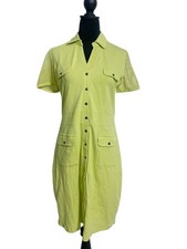 Dolcezza Size Shirt Small Dress Green Yellow Short Sleeve Button Down Collared