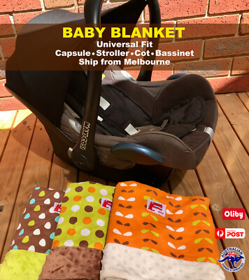 OLiby Baby Bassinet Minky Blanket Stroller Carry Cot Soft Mose