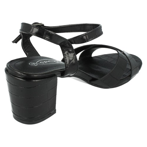 Sandalias con correa cruzada para dama Spot On negras o rosas con tacón de bloque: F10939 - Imagen 6 de 18