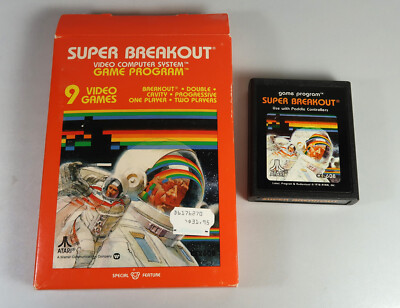 ATARI 2600 - SUPER BREAKOUT Cartridge  and Box - Tested & WORKS