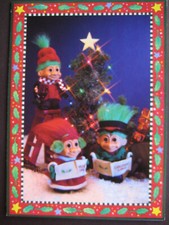 UNUSED vintage greeting card Troll-i-day Greetings CHRISTMAS Troll DollsCaroling