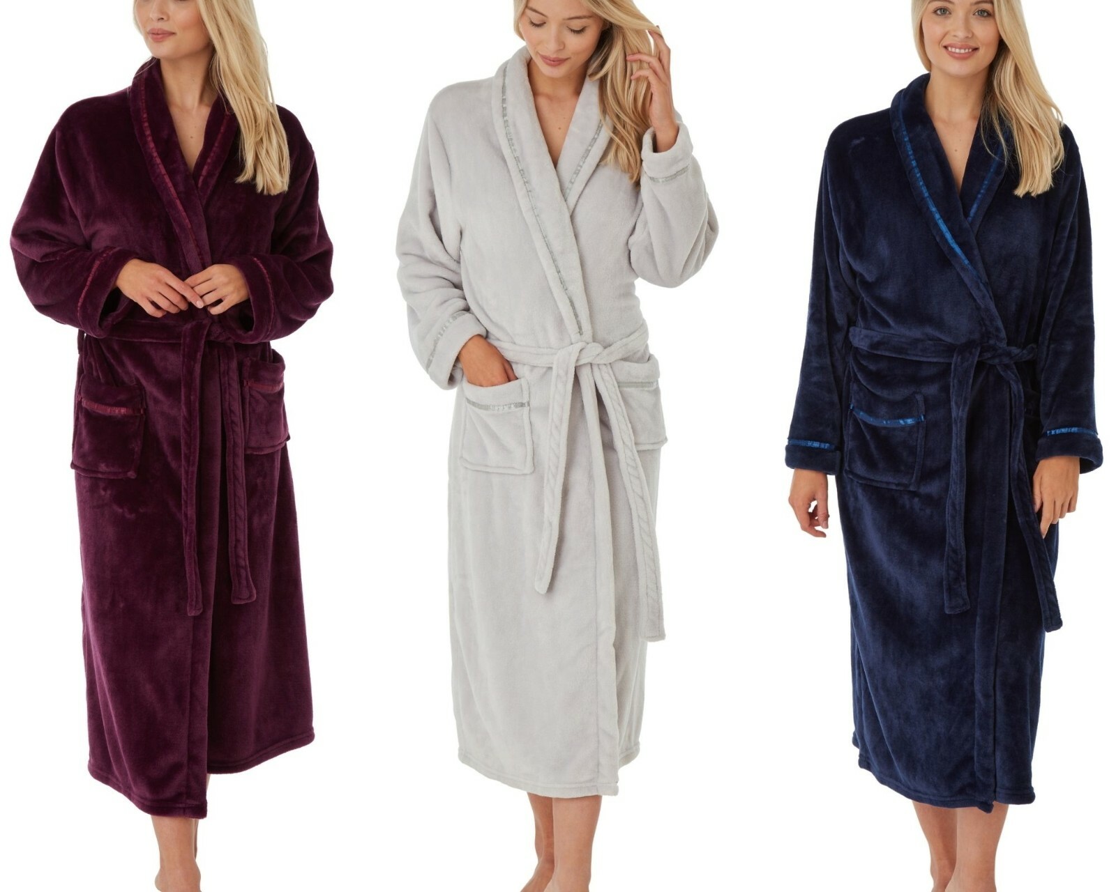 navy fleece dressing gown