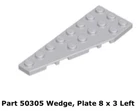 Lego 1x 50305 Light Bluish Gray Wedge, Plate 8 x 3 Left 6209