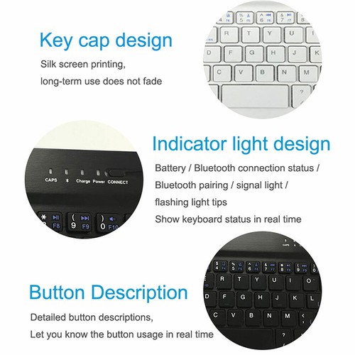 Slim Wireless Keyboard For Samsung Galaxy Tab A 2 3 4 S4 S5e S6 7"~10.5" Tablets - Picture 3 of 17