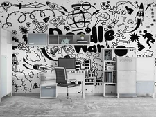 3D Letter Rocket Cloud Sky Self-adhesive Removeable Wallpaper Wall Mural1 1367