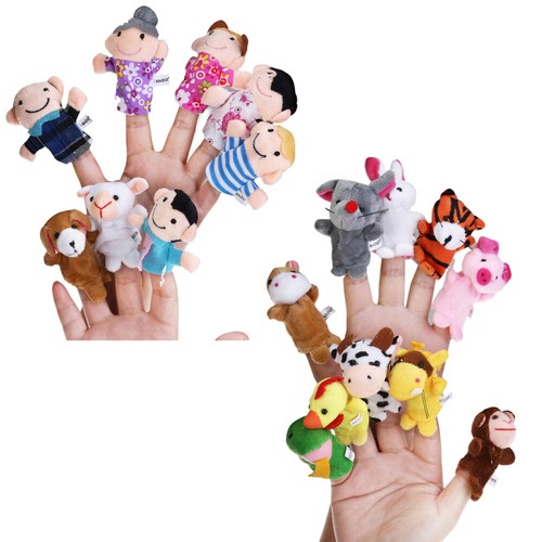 18 PIEZAS Marionetas de Dedo Muñeca de Tela Bebé Educativa Mano Dibujos Animales Juguetes Suministro - Imagen 10 de 12