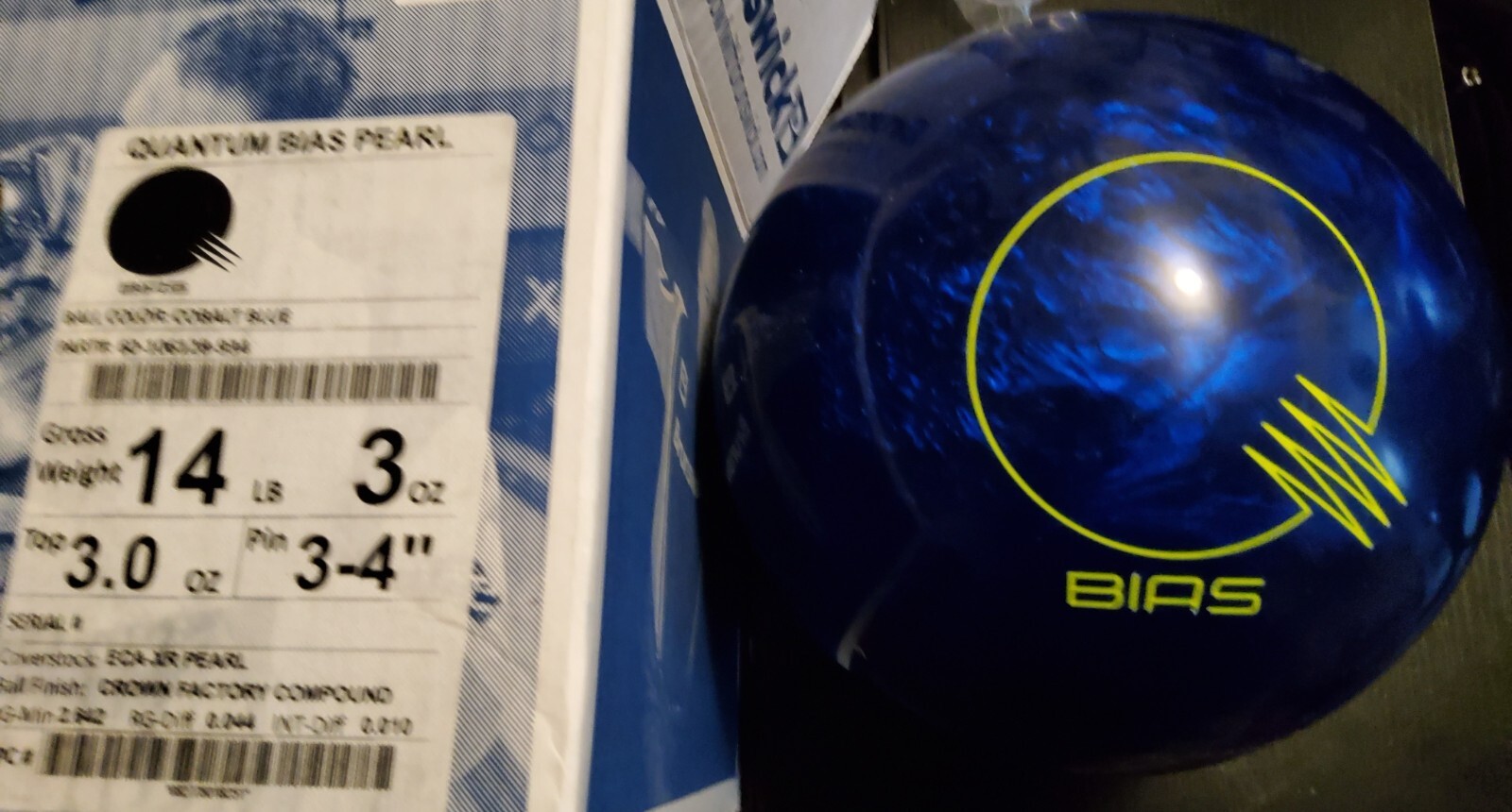 BRUNSWICK QUANTUM BIAS PEARL BOWLING BALL 14 LB. NIB RARE GEM eBay