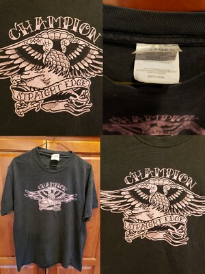 Vtg CHAMPION Straight Edge xXx Distressed Hardcore Punk T-Shirt (M) Bridge Nine