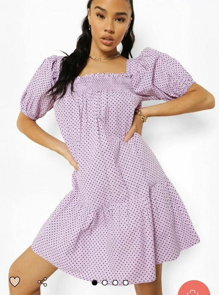 Lilac polka dot dress cheap