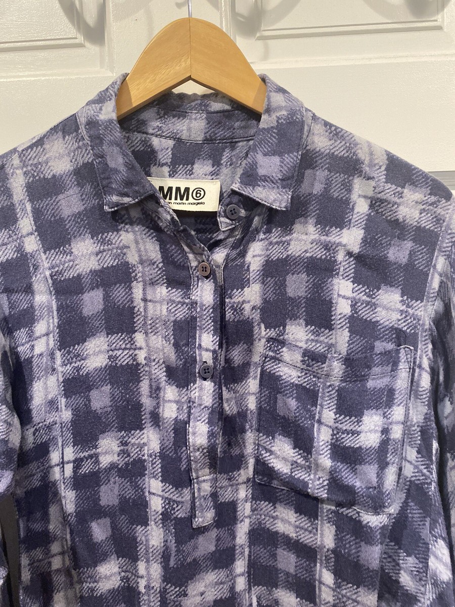 Maison Martin Margiela MM6 Asymmetrical Flannel Plaid Shirt Maison Martin Margiela MM6 Asymmetrical Flannel Plaid Shirt