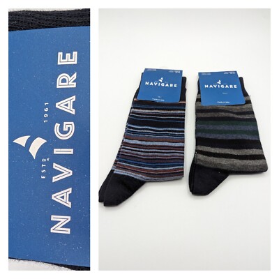 NWT Navigare (Italy) Men's Socks Striped 2 Pair